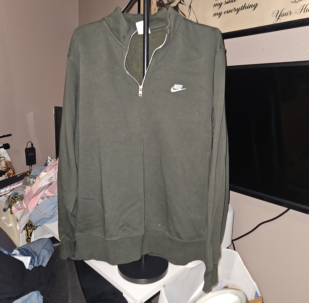 Nike Men's Dark Olive Zip-Up Pullover